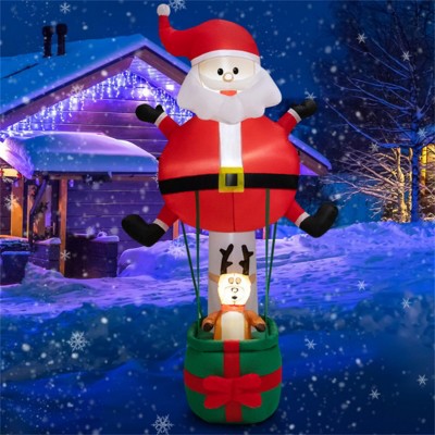 Syemin Inflatable Holiday Decorations 8 Feet Christmas Decorations Inflatable Santa Claus and Reindeer Funny Blow Up Yard Decor, Red, 50"*35"*96"