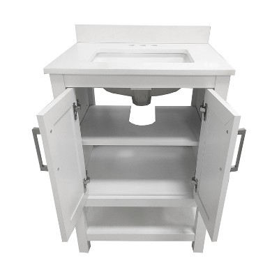 Vivien 24" White Composite Freestanding Bathroom Vanity with Ceramic Sink