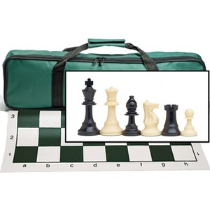 Complete Tournament Chess Set – Plastic Chess Pieces with Roll-up Chess Board and Travel Canvas Bag - 1 of 4