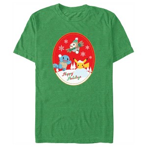 Men's Pokemon Christmas Happy Holidays Patch T-Shirt - 1 of 3