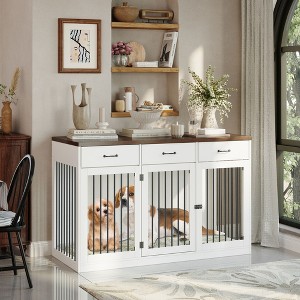 Famapy White Furniture-Style Dog Cage with 3 Drawer Storage: Sturdy and Reliable - 1 of 4