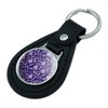 Peeps Purple Peeps In Garden Pattern Black Leather Keychain - 2 of 3