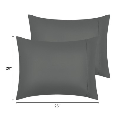 Dark Gray Polyester Standard Pillowcases with Envelope Closure, Set of 2