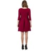 Womens Boat Neck Three Quarter Sleeve Pleated Fit N Flare Pocket Dress - 24seven Comfort Apparel™ - 3 of 4
