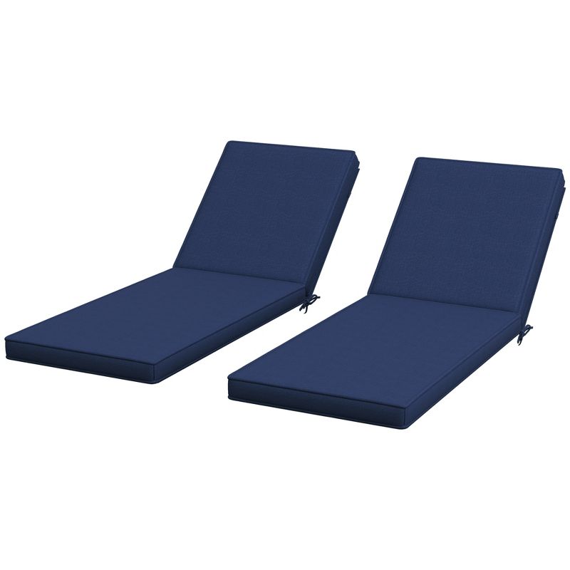 Outsunny 2 Patio Chaise Lounge Chair Cushions with Backrests, Replacement Patio Cushions with Ties for Outdoor Poolside Lounge Chair, 4 of 7