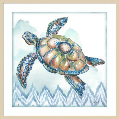 Boho Shells I Sea Turtle Svelte Natural Framed Wall Art Print