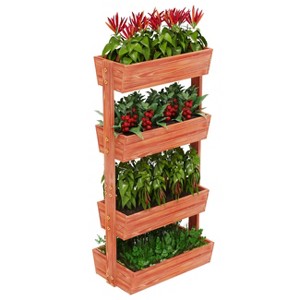Artloge Extra Large 4 Tiers Vertical Fur Wood Raised Planter Box Shelf Outdoor Garden Flowers Holder Bed for Patio Balcony Herbs Vegetable Growing - 1 of 4