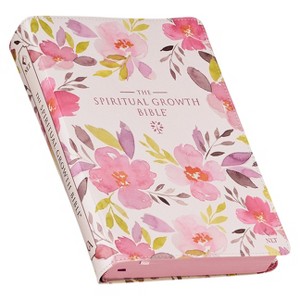 The Spiritual Growth Bible, Study Bible, NLT - New Living Translation Holy Bible, Faux Leather, Pink Purple Printed Floral - (Leather Bound) - 1 of 1