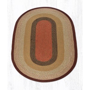Earth Rugs Burgundy & Mustard Oval Braided Rug – Handcrafted Jute, Rustic Farmhouse Style Rug for Entryway or Kitchen - 1 of 4