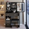 FONTOI 29.2"W/37"W/41"W Makeup Vanity Table with Left Drawer Stool Large Sliding Mirror Capacity Storage for Bedroom Dressing Room, White/Black - 2 of 4