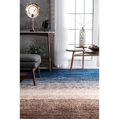 Navy Multi 6' x 9' Tufted Shag Striped Area Rug