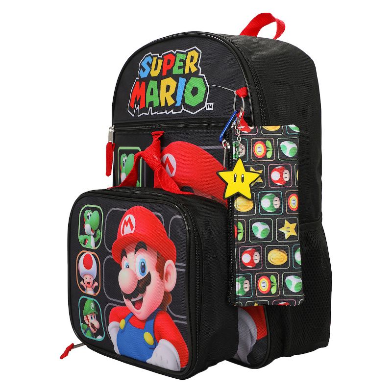 Super Mario Bros Character Grid 16" Youth 5-Piece Backpack Set, 5 of 8