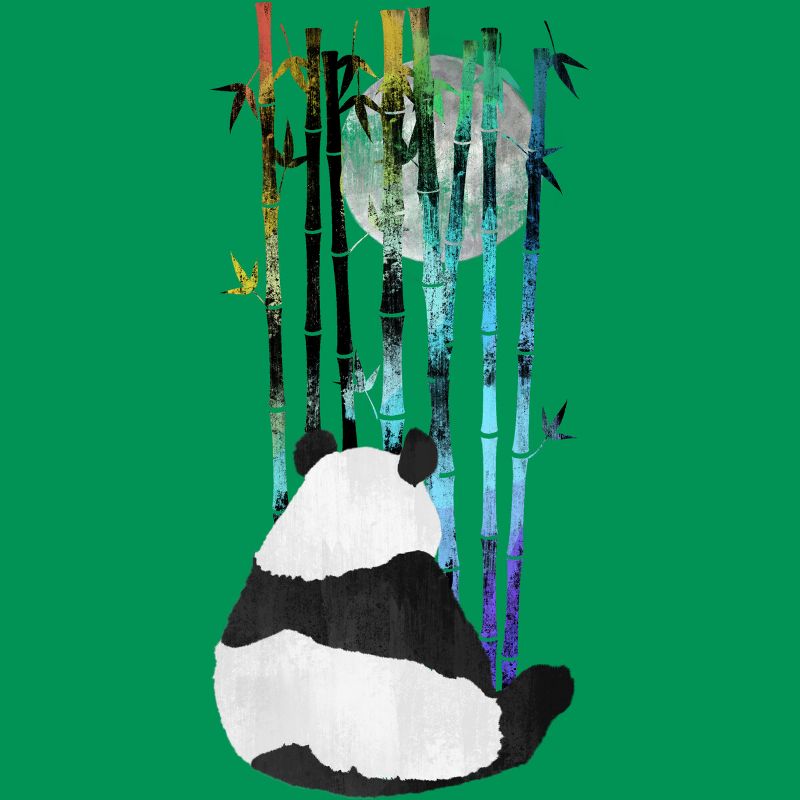 Junior's Design By Humans Panda, Bamboo & the Moon By ikaruz T-Shirt, 2 of 4