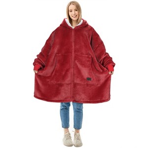 Solaris Full Fleece Zip-Up Blanket Hoodie Woman Sweatshirt, Large Wearable Flannel Blanket Pullover, Warm Outerwear for Women Men Girls Boys, Gifts - 1 of 4