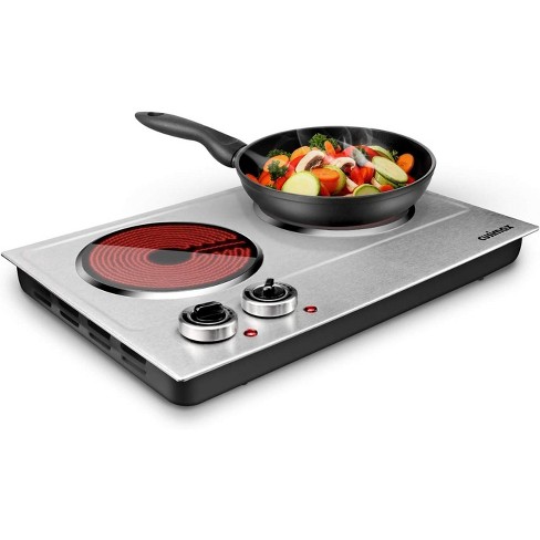 Cusimax Ceramic Double Hot Plate,1800w Portable Electric Burner,infrared Countertop  Cooktop-silver : Target