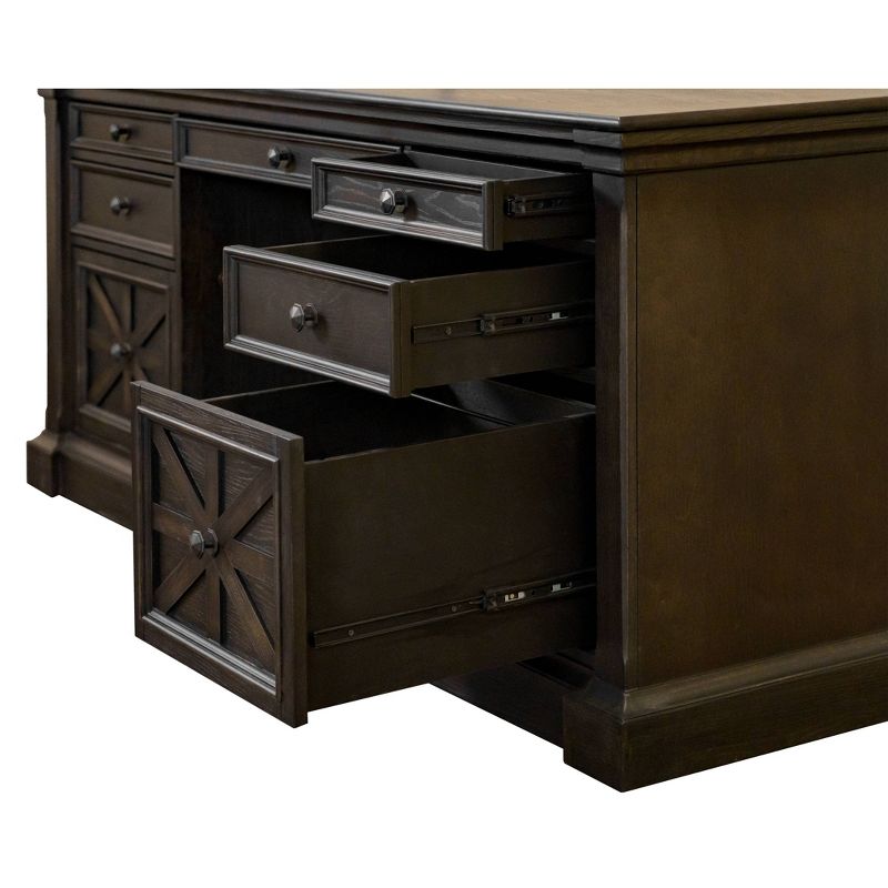 Kingston Traditional Wood Double Pedestal Executive Desk Dark Brown - Martin Furniture, 5 of 10