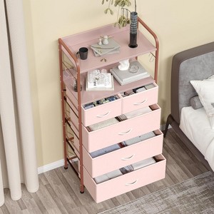5 Drawer Dresser for Bedroom, Storage Organizer with Fabric Bins, Wood Top, Sturdy Steel Frame, Easy Pull Handle, Hallway - 1 of 4