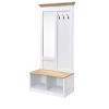 TiramisuBest Natural Oak Hall Tree: Multistorage Marvel with 1 Mirror and Adjustable Legs for Customized Functionality! - 3 of 4