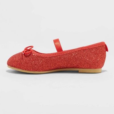 girls red slip on shoes