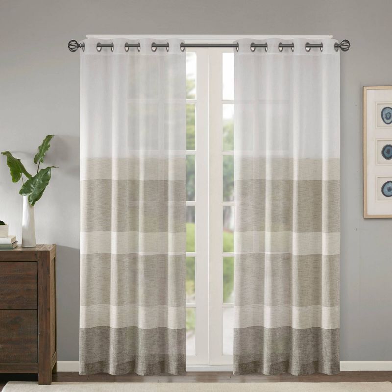 Jacey Woven Striped Sheer Window Panel, 1 of 9