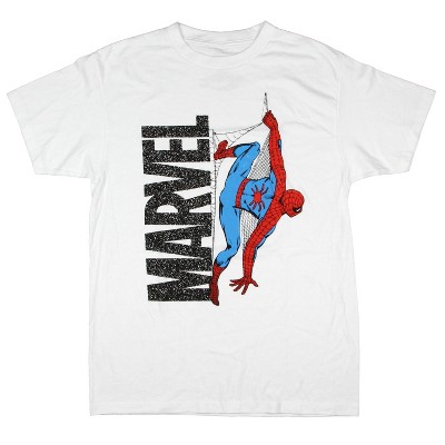 Marvel Comics Spider-Man Men's Hanging from Web Adult Short Sleeve T-Shirt