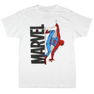 Marvel Comics Spider-Man Men's Hanging from Web Adult Short Sleeve T-Shirt - 1 of 3