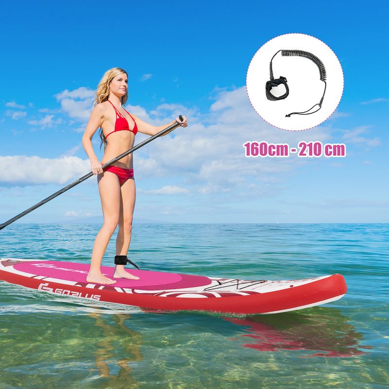 Costway 10.5’ Inflatable Stand Up Paddle Board SUP W/Carrying Bag Aluminum Paddle Pink, 4 of 11