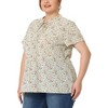 Women's Plus Size Floral Tie Neck Short Sleeve Pleated Casual Blouses - Agnes Orinda - 2 of 4