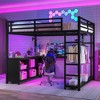 Bellemave Queen Metal Loft Bed with L-Shaped Desk, Wardrobe, Storage Shelves & Cubes, Space-Saving Loft Bed for Teens & Adults, Black - 3 of 4