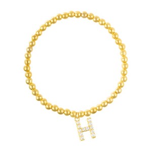 Adornia 14k Gold Plated Stretch Bead Bracelet with Pearl Letter - 1 of 3