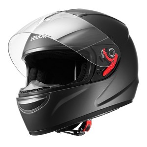 VEVOR Motorcycle Helmet,Full Face, Adult Motocross Dirt Bike Helmet with Tinted and Clear Dual Visor,with Detachable Liner,DOT Approved, M,Matte Black - 1 of 4