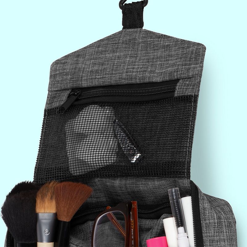 Fosmon Portable Hanging Toiletry Large Capacity Organizer Bag w/ 3 Compartments - Gray, 2 of 11