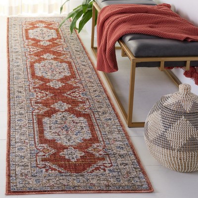 Sierra Ivory and Rust Wool Runner Rug 2'3" x 9'
