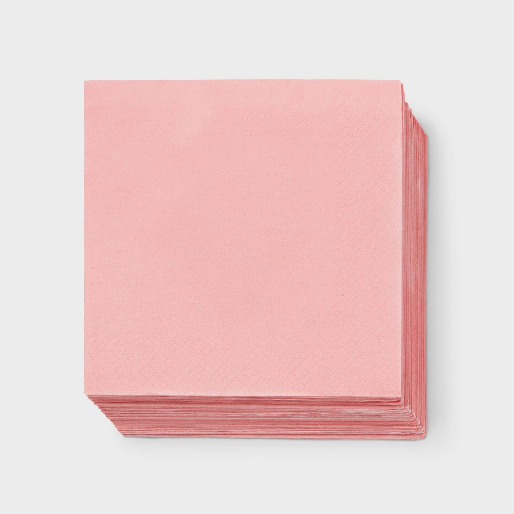 50ct Light Pink Beverage Napkins - Spritz