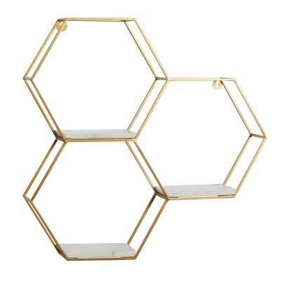 Contemporary Marble Wall Shelf Gold - Olivia & May