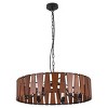 PAKOKULA Farmhouse 6-Light Black Drum Chandelier with Wooden Shade - 4 of 4