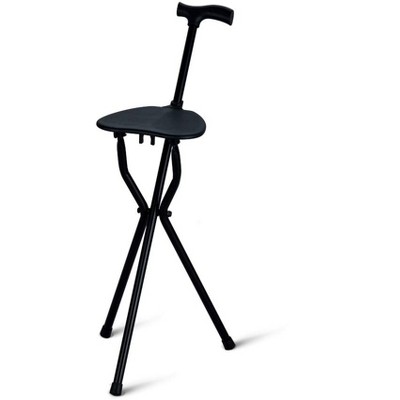 MPM Lightweight Folding Cane with Seat, Walking Stick, Walking Cane, Crutch Chair, Travel Aid, Supports Up to 250 lbs, Sturdy and Non-slip