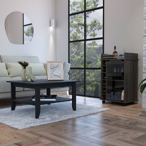 soscooter Cabrillo 4-Shelf 2-piece Living Room Set, Coffee Table and Bar Cabinet Black and Espresso - 1 of 4