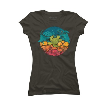 Junior's Design By Humans Aquatic Rainbow By Waynem T-Shirt