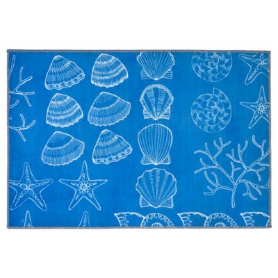 Homefires Shell Seekers Doormat 20" x 30" – Coastal Indoor/Outdoor Entry Mat with Seashell Design, Durable Polypropylene Weave
