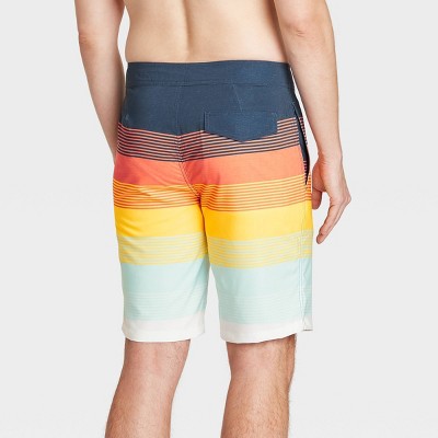 YongColer Mens Quick Dry Swim Trunks Shorts Beachwear-Spider Orange Stripe