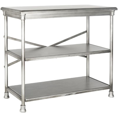 Transitional Dark Silver 38" Iron and Wood Etagere Bookcase