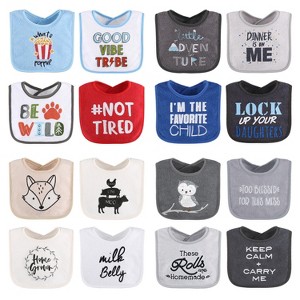 The Peanutshell Baby Boy Terry Bibs, 16 Pack for Feeding, Teething, or Drooling|Funny Sayings/Neutral - 1 of 4