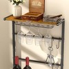 Itopfox 5-Tier Freestanding Wine Rack with Glasses Holder and 4 S Hooks, Corner Mini Bar Cabinet for Small Spaces, Holds 8 Bottles - 4 of 4