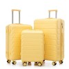 Vynxaria 3-Piece Yellow ABS Luggage Set (20"/24"/28") Spinner Wheels Combination Lock for Family Travel Vacations - 4 of 4