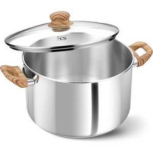 KOCH SYSTEME CS Stainless Steel Pot - 6QT Stainless Steel Stock Pot with Visible Lid, Silver - 1 of 4