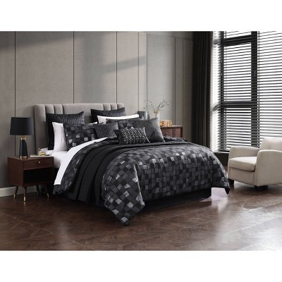 Riverbrook Home 10pc Queen Regal Comforter Bedding Set Black: Luxury & Glam, Midweight, Abstract Pattern, Includes Shams & Pillow — фото 3