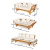 Outdoor 3-Seat Patio Daybed Sofa with Foldable Arms, Acacia Wood Frame and Removable Beige Cushions, Modern Lounge for Garden-Maison Boucle - 4 of 4