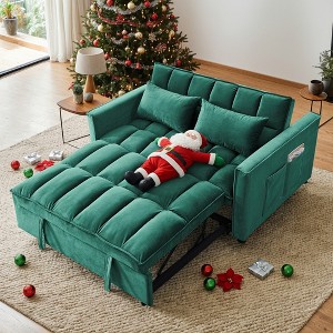 Resenkos 54 Inch Adjustable Backrest Sofa, Sofa Bed, Futon Sofa with Double Armrest and Pouch, Variable Bed for Living room - 1 of 4