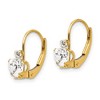 Black Bow Jewelry Kids Clear Cubic Zirconia Heart Lever Back Earrings in 14k Yellow Gold - 2 of 4